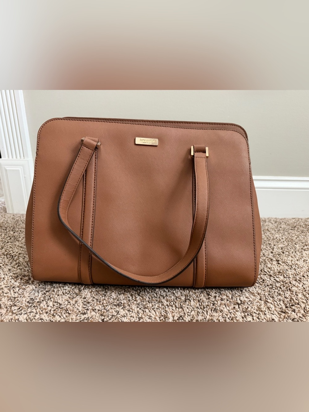 kate spade Caramel Brown Saffiano Leather Tote